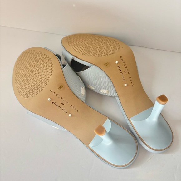 Caelynn Bell x Gianni Bini Meredith White Ribbon Detail Lake Blue Mules Shoes - Picture 8 of 9